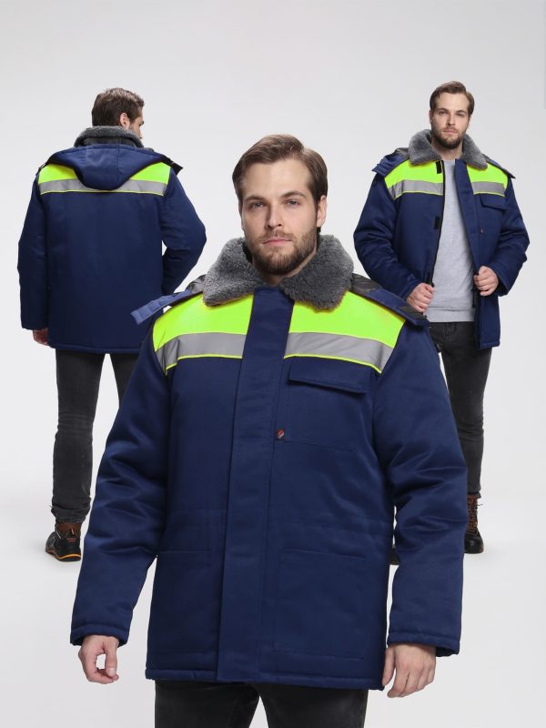 Куртка зимняя Бригада NEW (тк.Смесовая,210), т.синий/лимонный