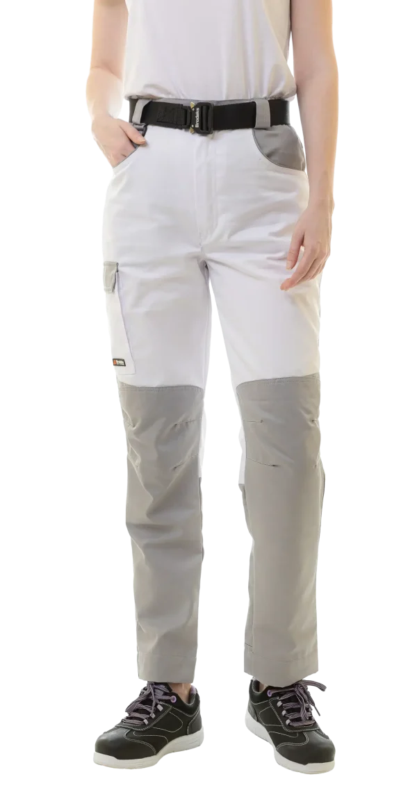 Женские летние брюки Brodeks KS 328, белый/серый