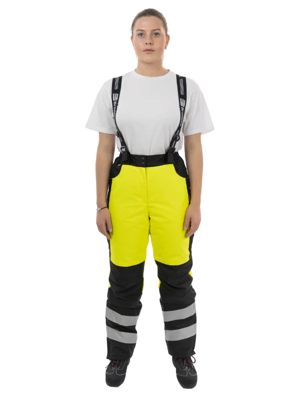 Женские зимние сигнальные брюки Brodeks KW 330, желтый/черный