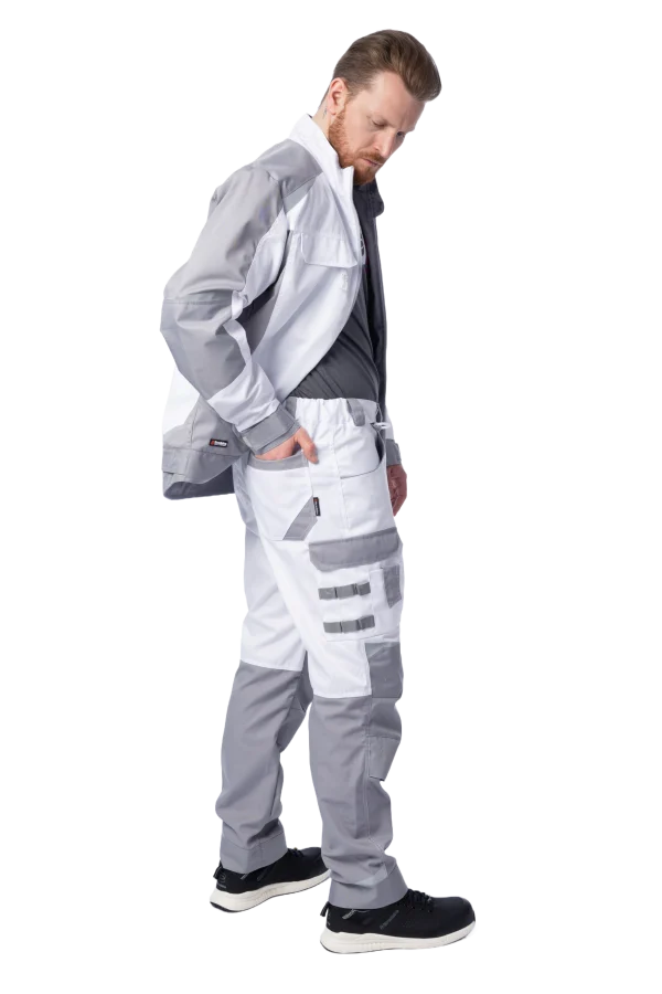 Летние брюки Brodeks KS 302, белый/серый