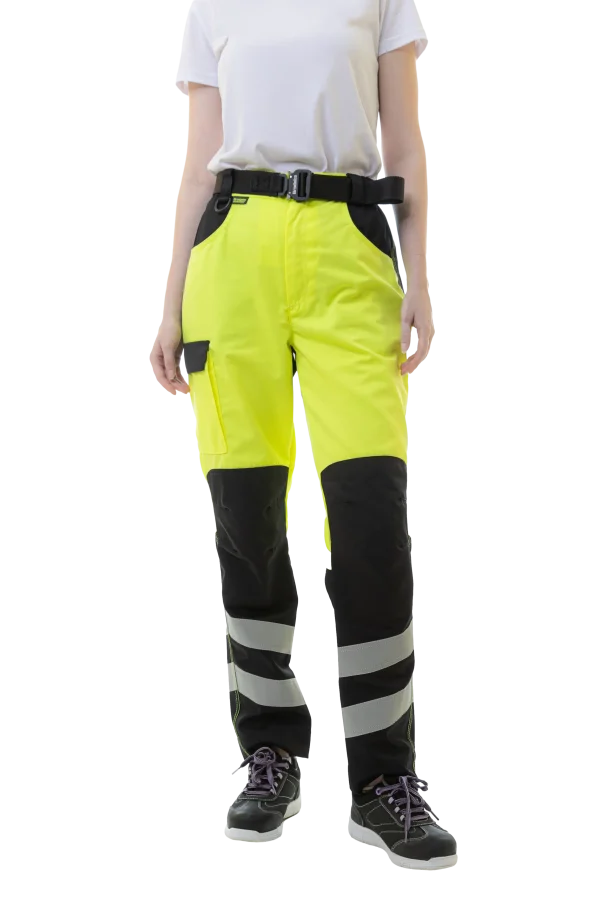 Женские летние сигнальные брюки Brodeks KS 319, желтый/черный